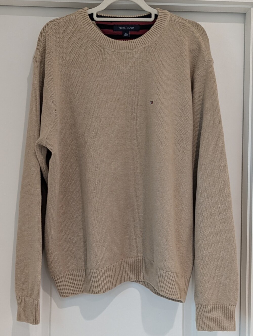Tommy Hilfiger 100% Cotton Men's Crewneck Sweater - Beige Cream Size XL